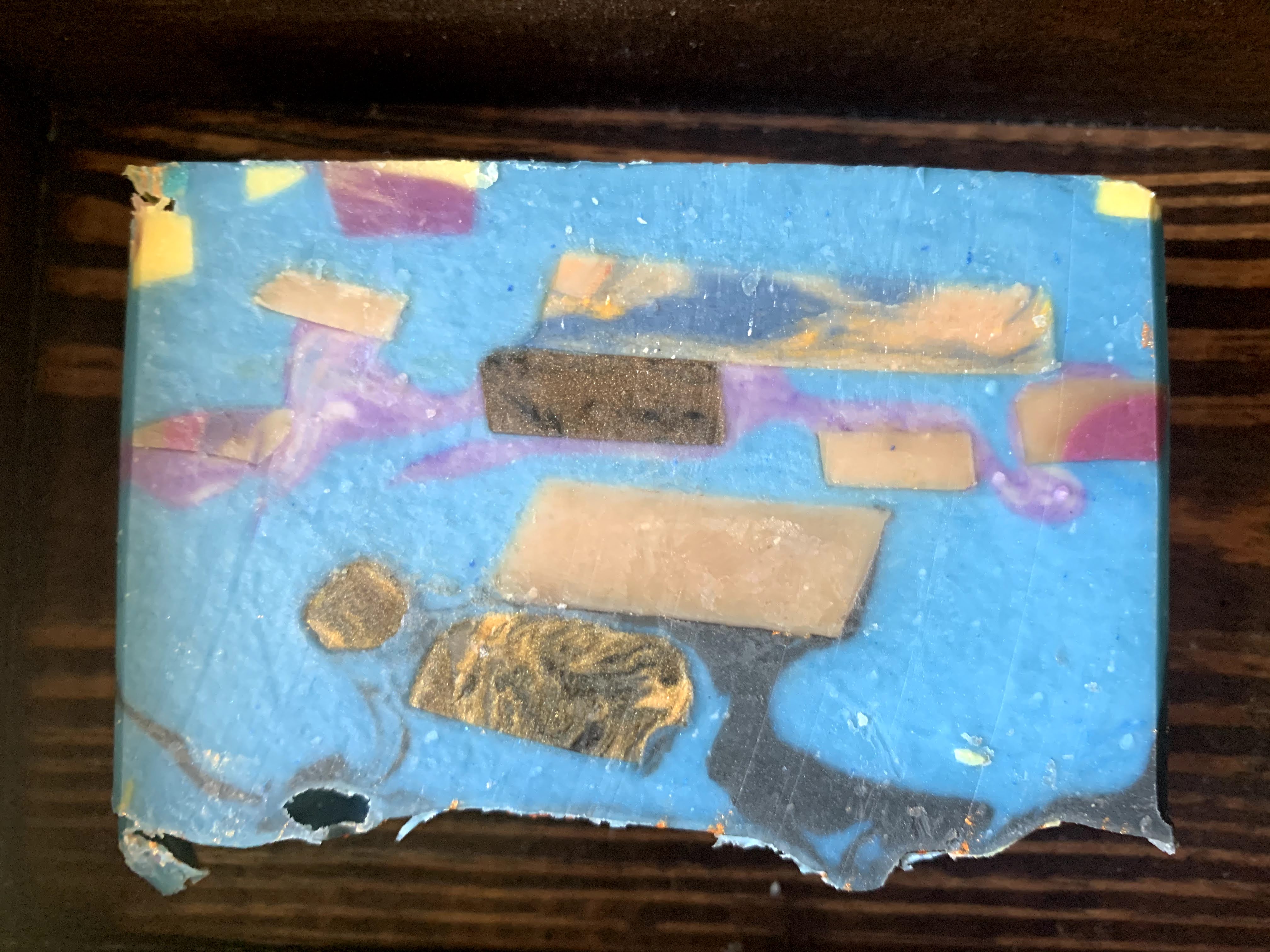 Blue abstract patterned soap bar
